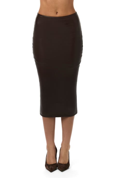 Faux Leather Midi Skirt