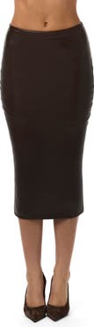 Naked Wardrobe Faux Leather Midi Skirt