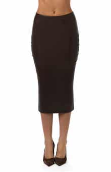 Naked Wardrobe Faux Leather Midi Skirt