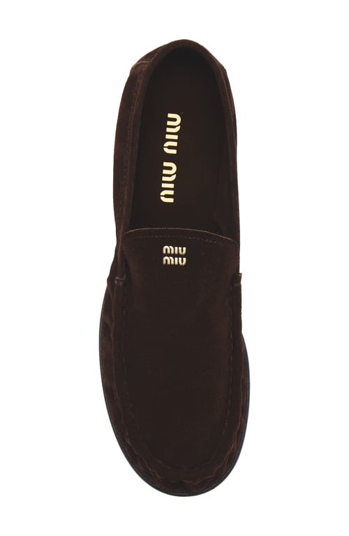 Miu Miu Leather Penny Loafers In Brown