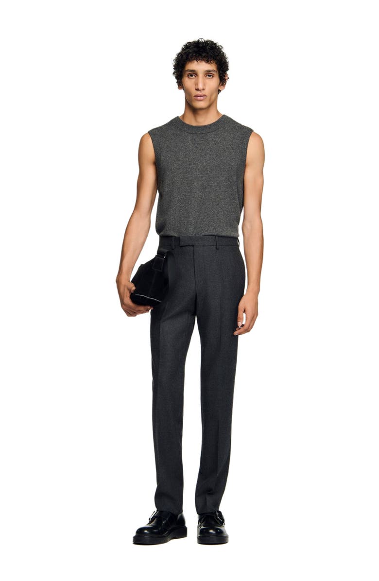 SANDRO Wool suit trousers, Alternate, color, Heather Charcoal