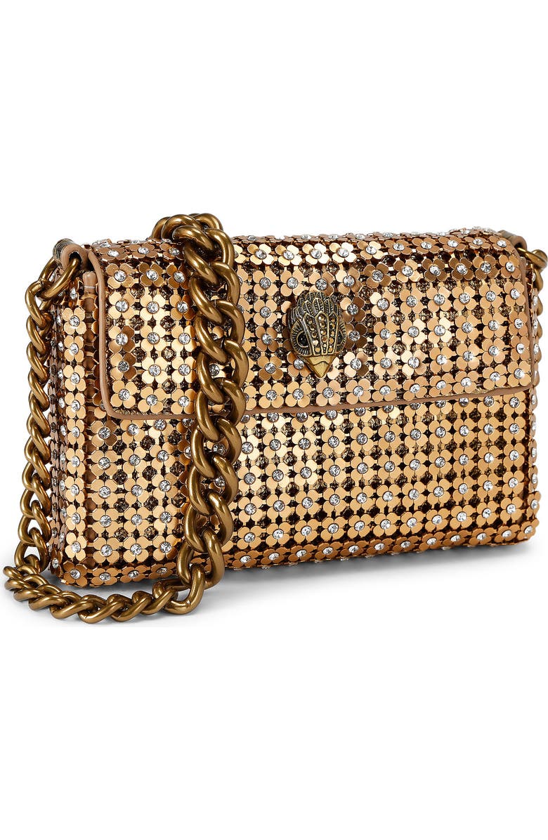Kurt Geiger London Mini Crystal Flower Party Crossbody Bag, Alternate, color, Gold