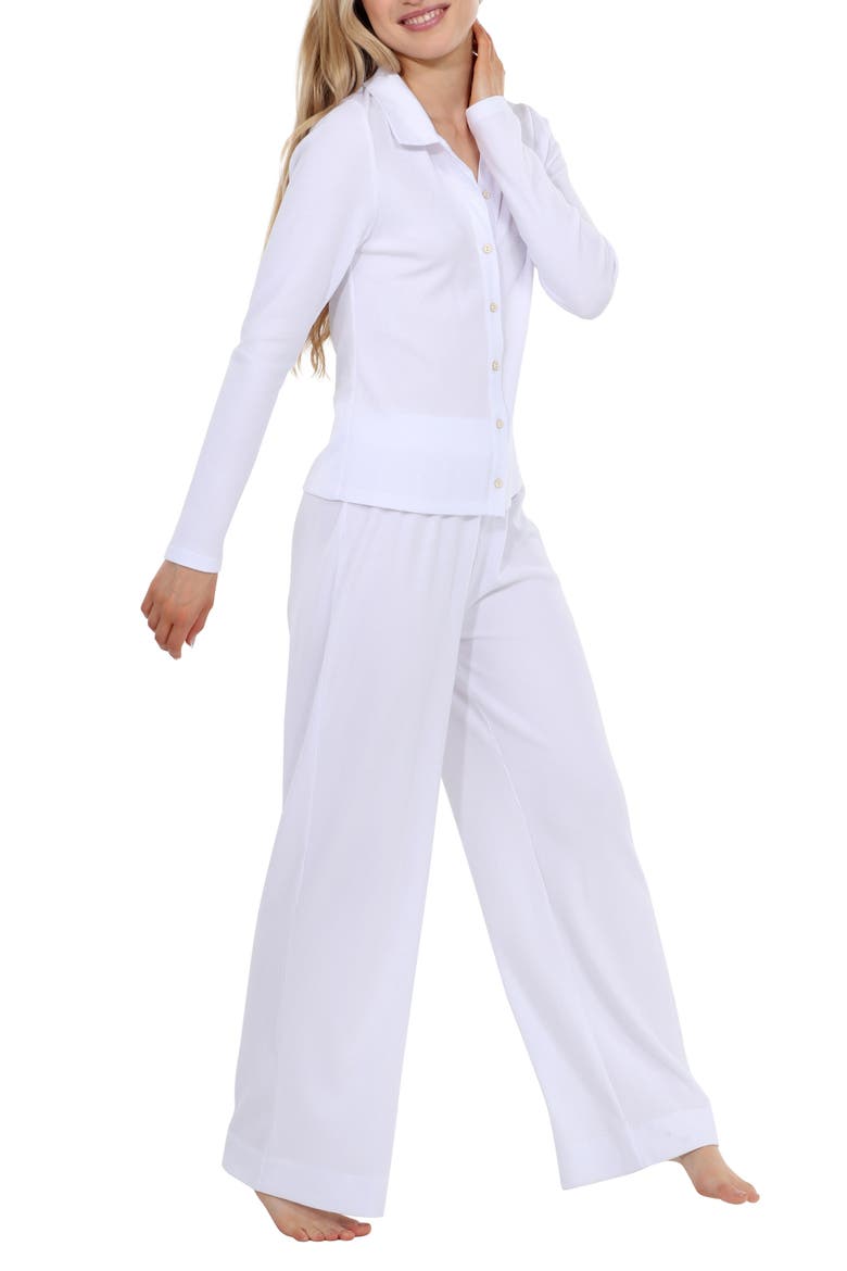 Coffee Club Waffle Knit Pajamas, Alternate, color, WHITE
