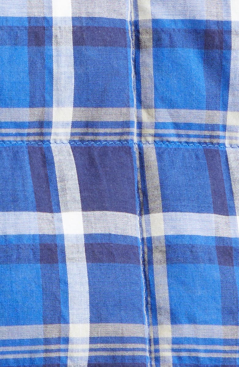 Moncler Grenoble Gelt Plaid Stretch Cotton Puffer Down Shirt Jacket, Alternate, color, Navy Check