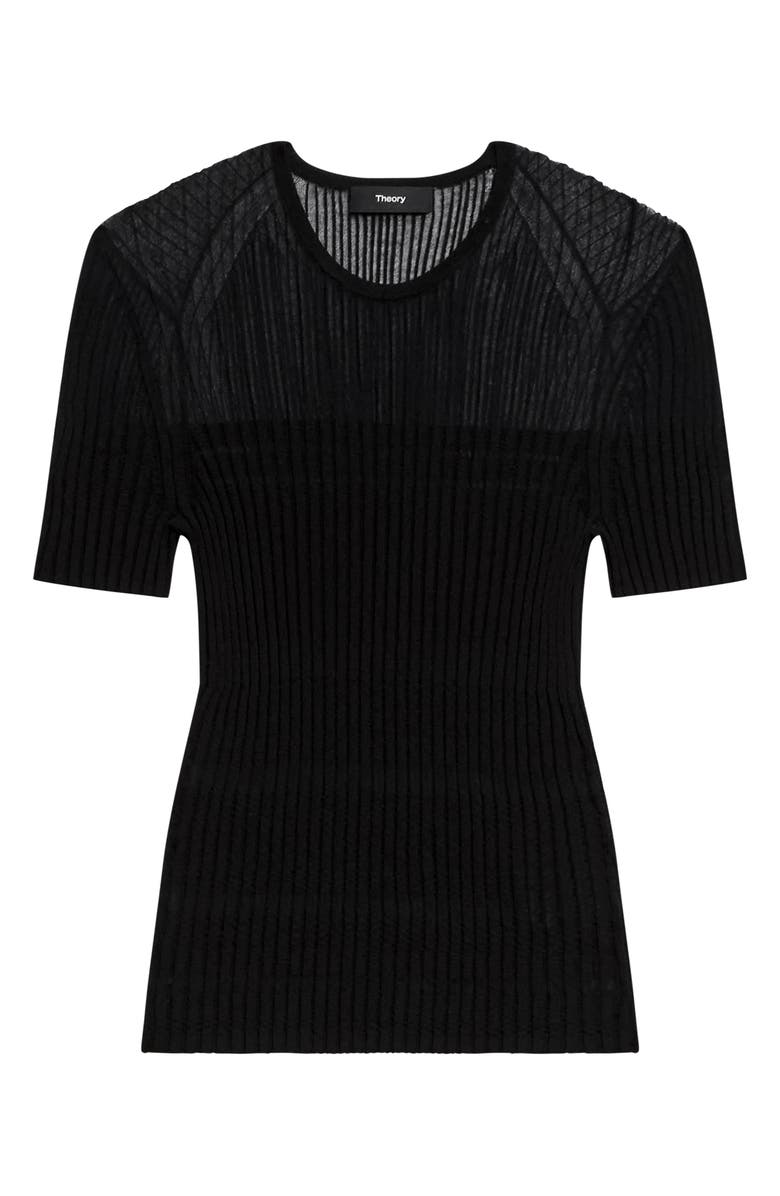 Theory Sheer Stripe T-Shirt, Alternate, color, Black
