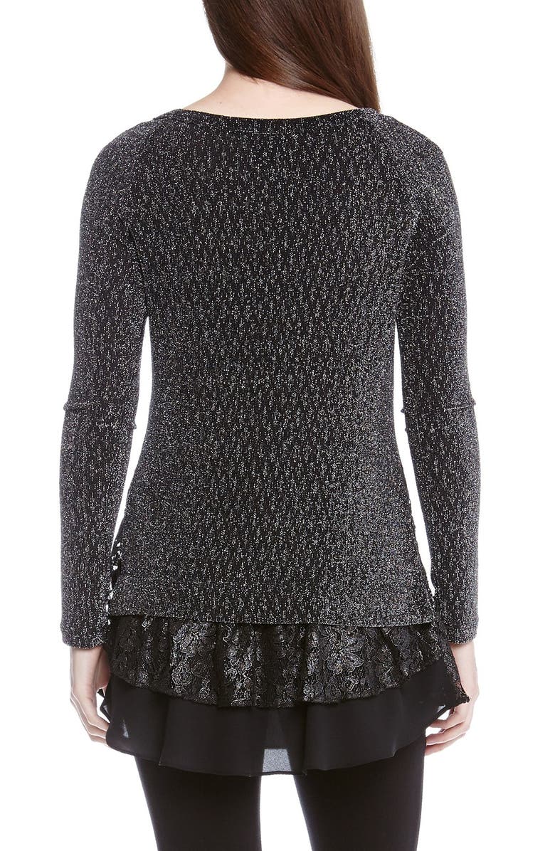 Karen Kane Lace Inset Sparkle Sweater, Alternate, color, 