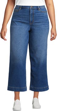 Lands' End Plus Size Denim High Rise Wide Leg Crop Jeans