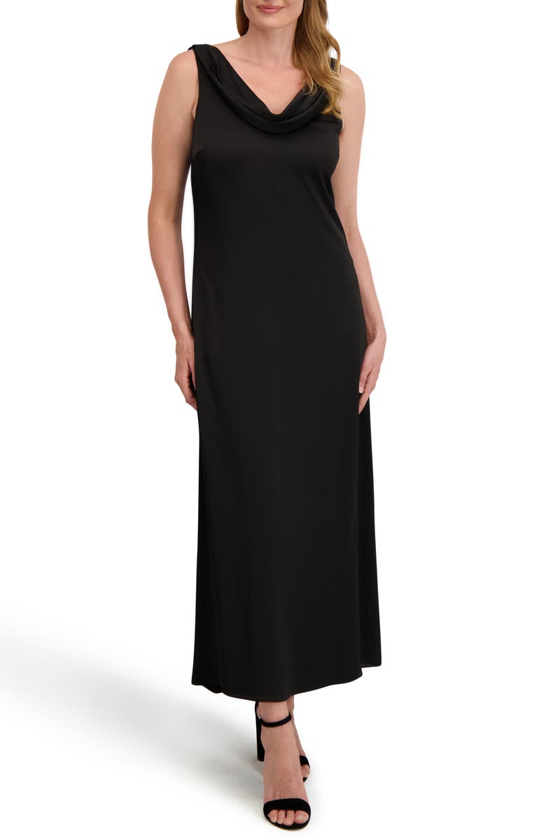 Laundry by Shelli Segal Roxanne Cowl Neck Sleeveless Maxi Dress, Main, color, Black Onyx