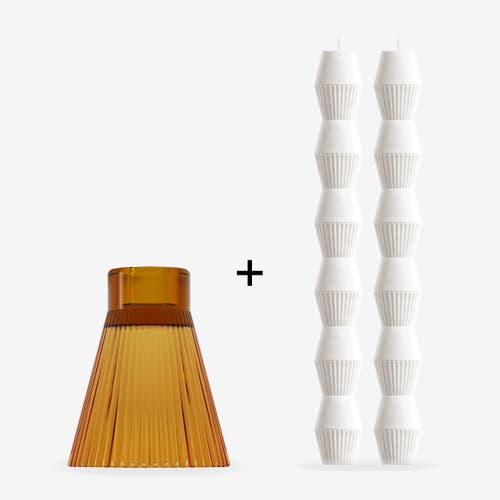 Ozaiz Zai Geometric Pillar Candle In Yellow