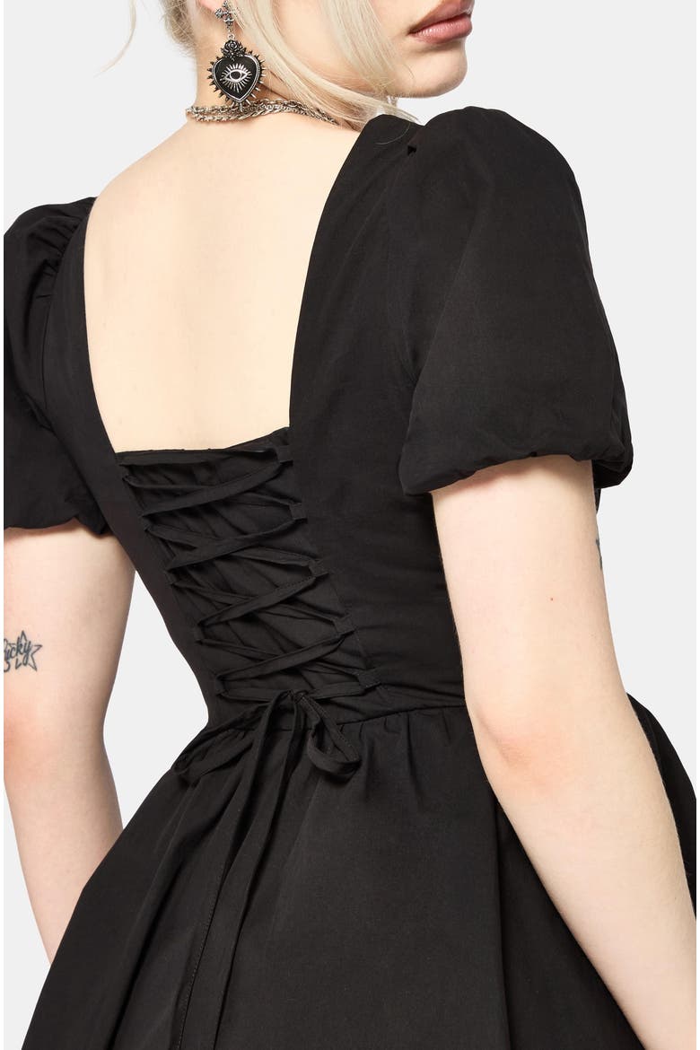Obsidia Lace Up Corset Mini Dress, Alternate, color, Black