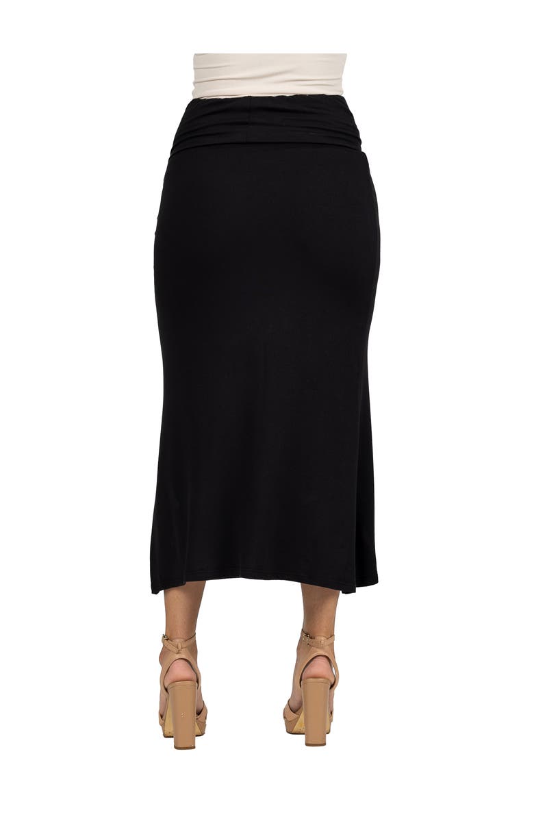 24seven Comfort Apparel Comfortable Foldover Maxi Skirt, Alternate, color, Black