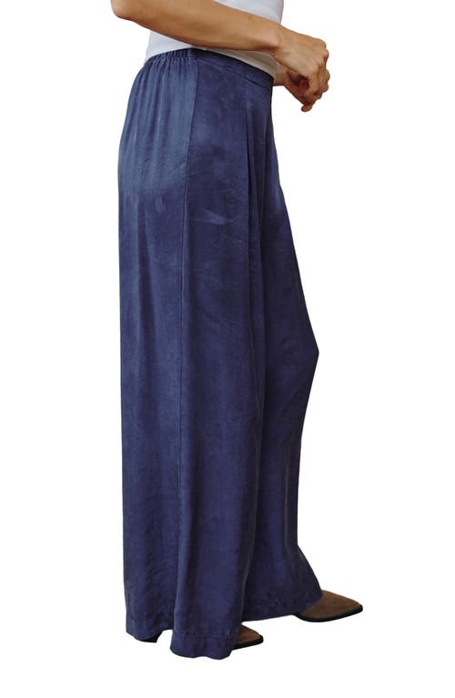 Bella Dahl Inverted Pleat Pull-on Wide Leg Pants In Blue