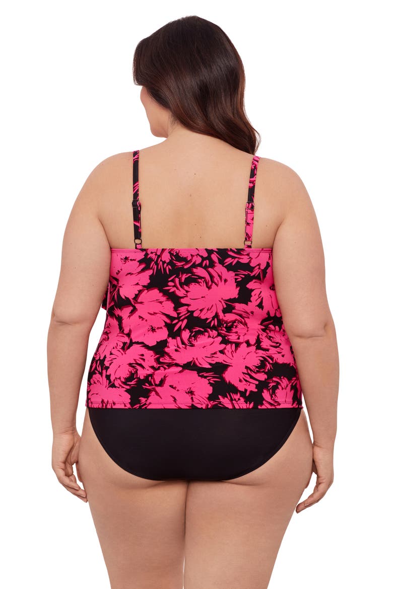 Triple Ruffle Tier Adjustable Tankini Swimsuit Top, Alternate, color, Fleurette