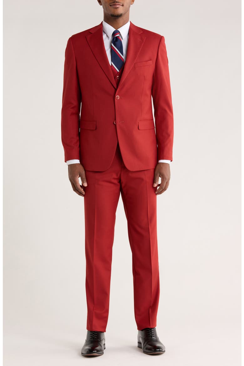 Brick Solid 3-Piece Suit, Main, color, BRICK