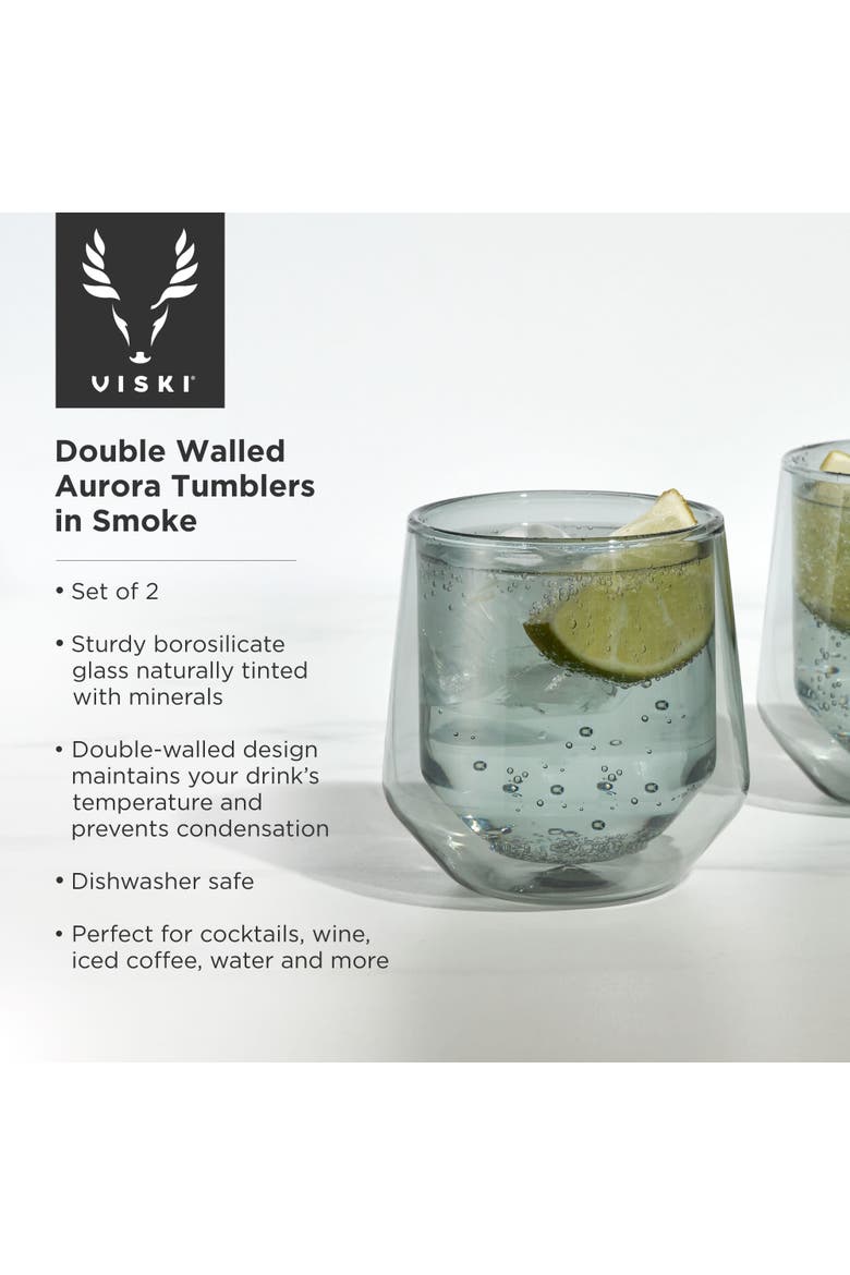 Aurora Double Walled Tumblers Set of 2, Alternate, color, Grey