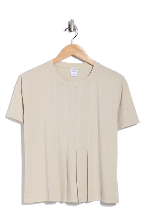 Short Sleeve Pleated Cotton T-Shirt
