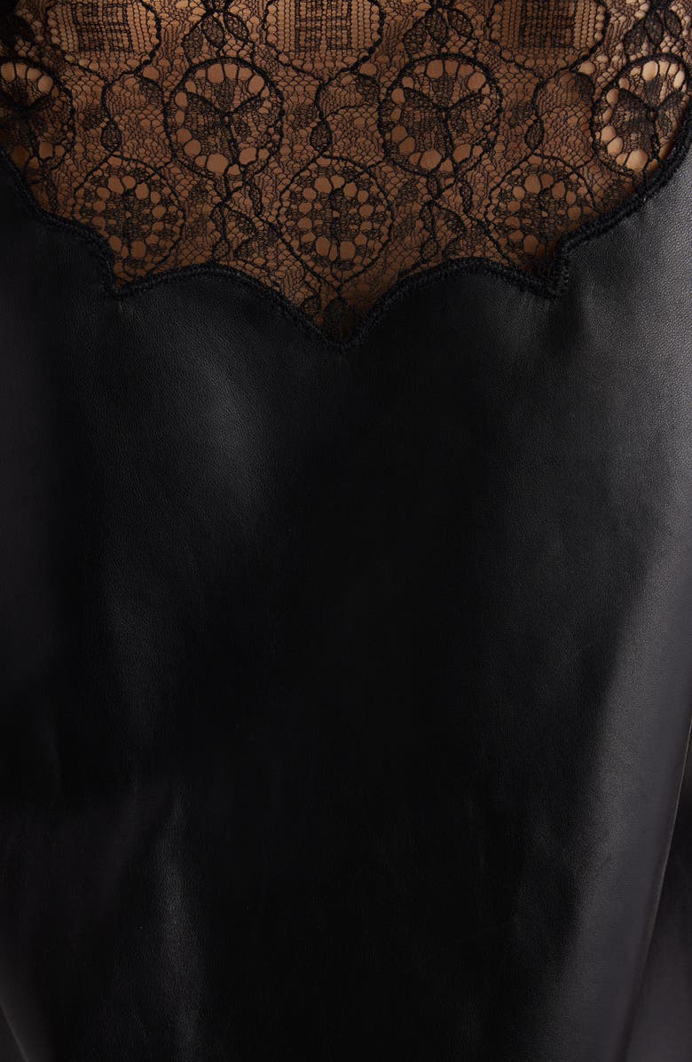 Givenchy Leather & Lace Midi Slipdress, Alternate, color, 