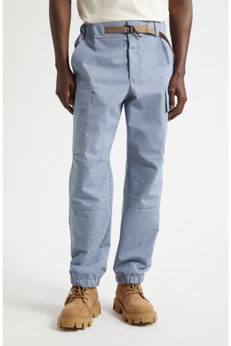 Belted Chambray Cargo Joggers, Main, color, RAIN WASHED