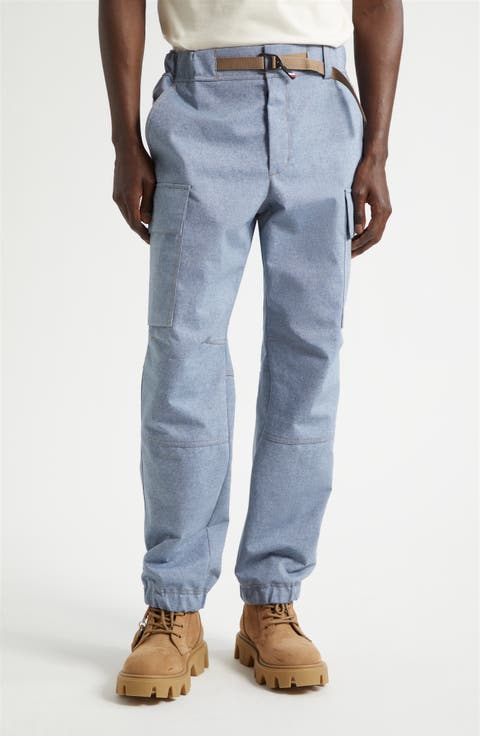 Belted Chambray Cargo Joggers