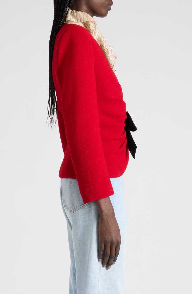 Valentino Bow Detail Virgin Wool Crepe Jacket, Alternate, color, Red