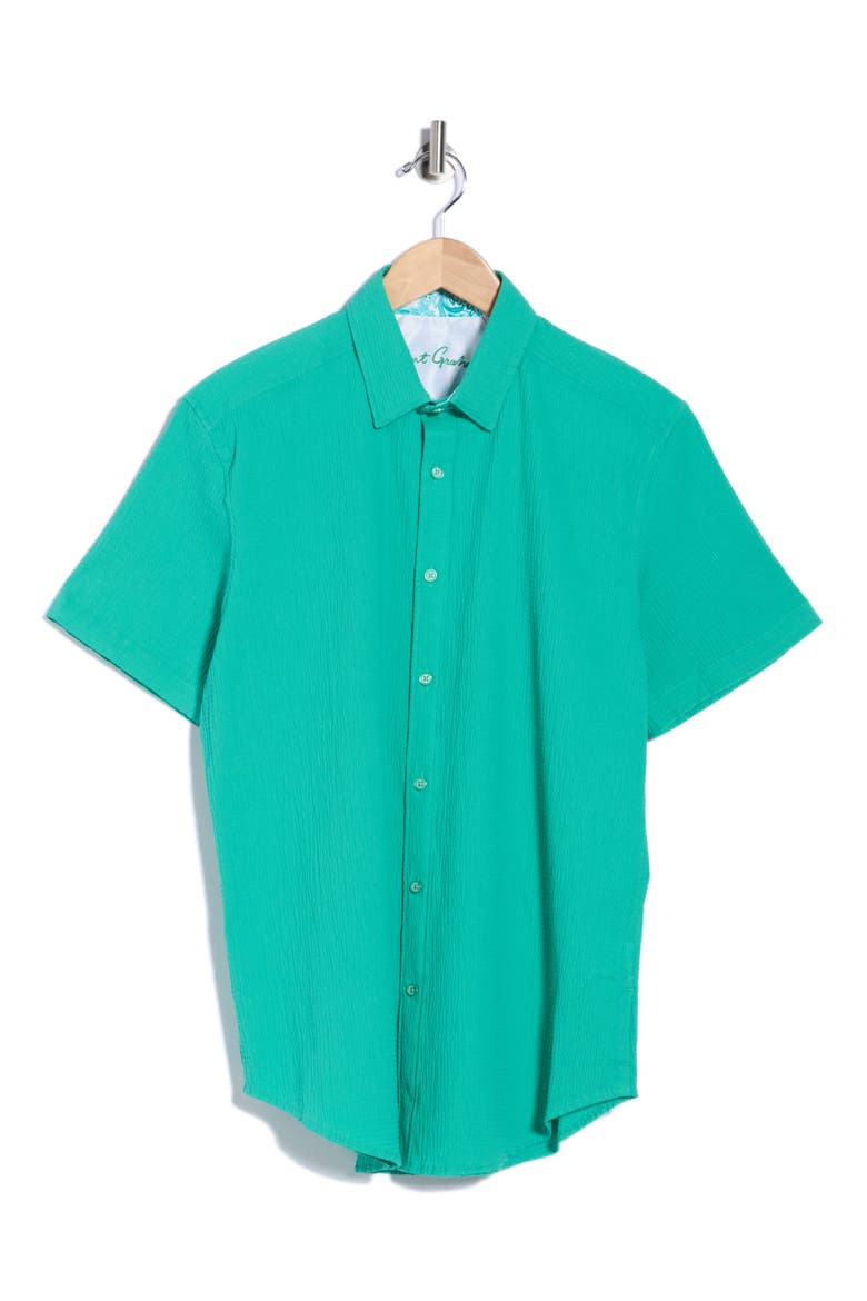Harbor Short Sleeve Button Up Shirt, Main, color, GREEN