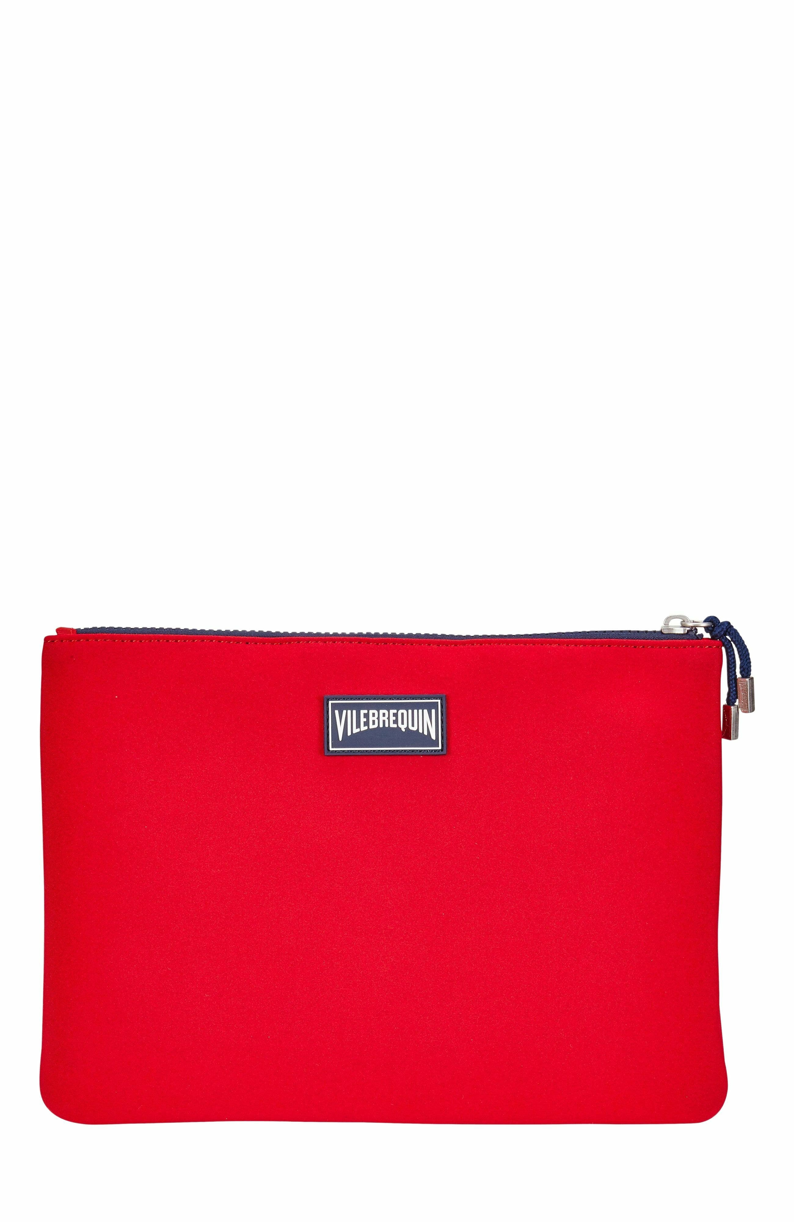 Vilebrequin Turtle Neoprene Zipped Beach Pouch, Alternate, color, Coquelicot