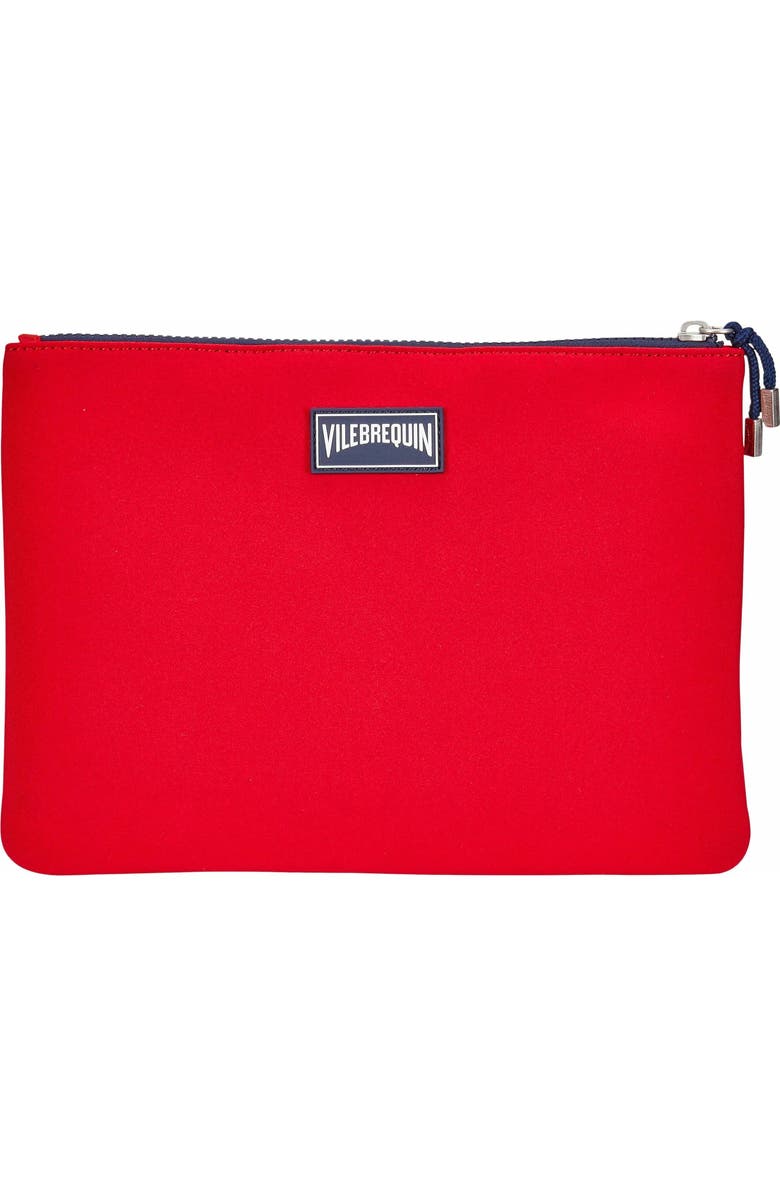 Vilebrequin Turtle Neoprene Zipped Beach Pouch, Alternate, color, Coquelicot