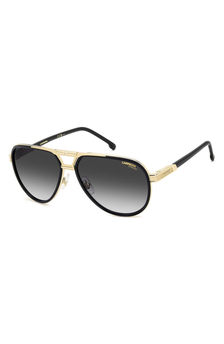 Carrera Eyewear 61mm Gradient Pilot Sunglasses, Alternate, color, Black Gold/ Dark Grey