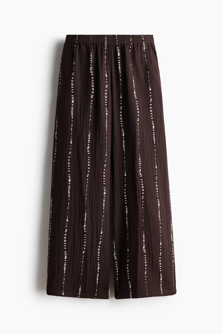 Straight-leg Muslin Pants, Alternate, color, Dark brown/striped