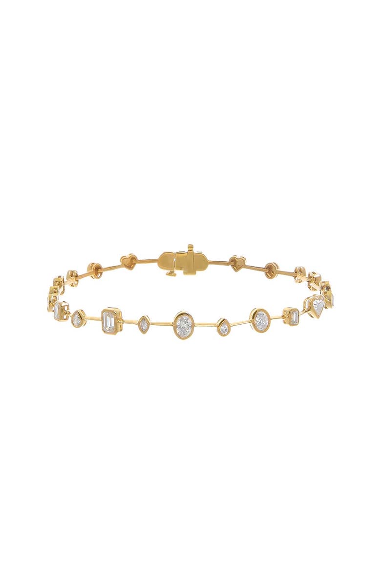 BY ADINA EDEN Lab Grown Diamond Multishape Bezel Tennis Bracelet 14K, Main, color, 14K Gold