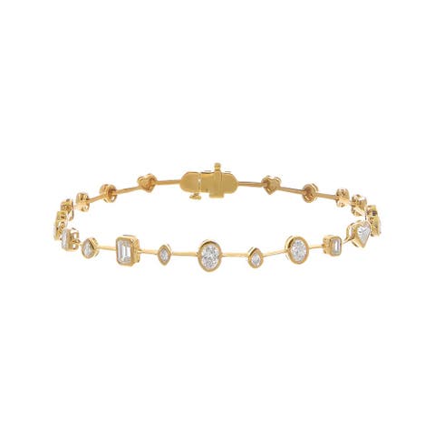 Lab Grown Diamond Multishape Bezel Tennis Bracelet 14K