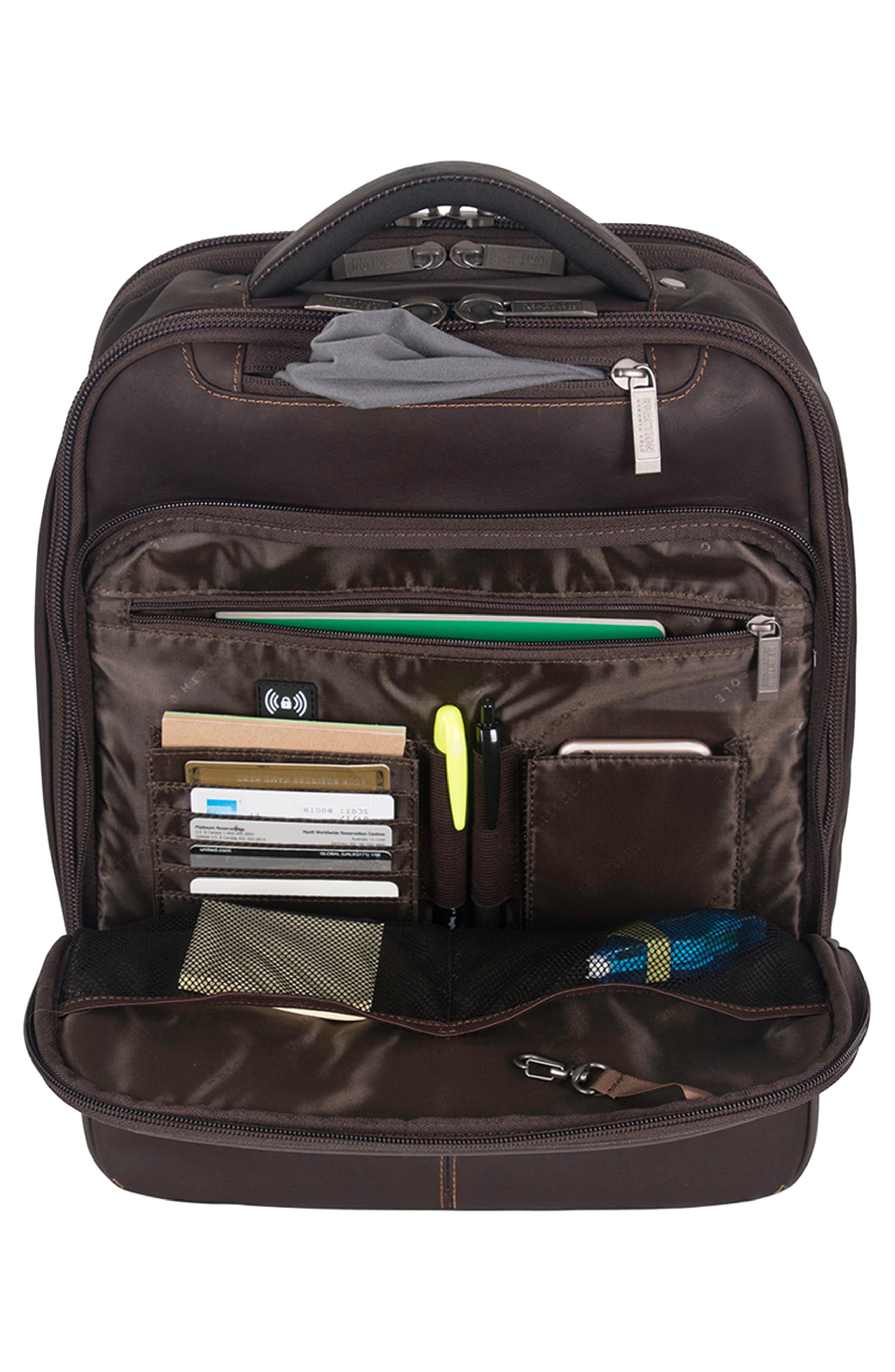 Kenneth Cole Colombian Leather Backpack, Alternate, color, Brown