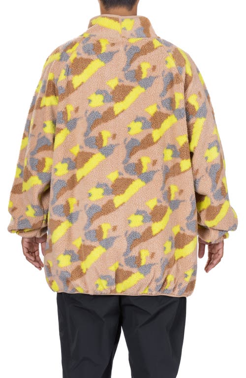 Vast Long Camouflage Fleece Jacket In Hazelnut Camo
