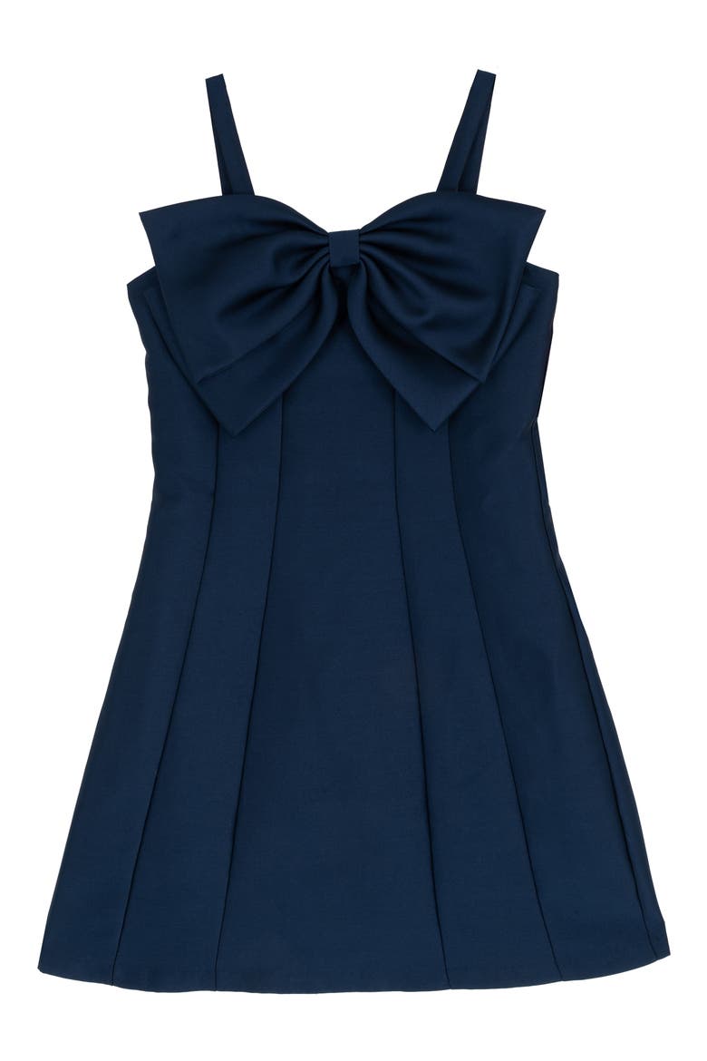 Kids' Bow Paneled Mikado Dress, Main, color, NAVY