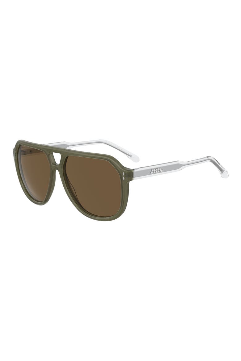 60mm Pilot Sunglasses, Alternate, color, KHAKI/ D2