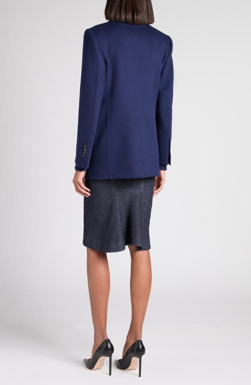 Tom Ford Double Breasted Wool & Cashmere Blazer In Blue