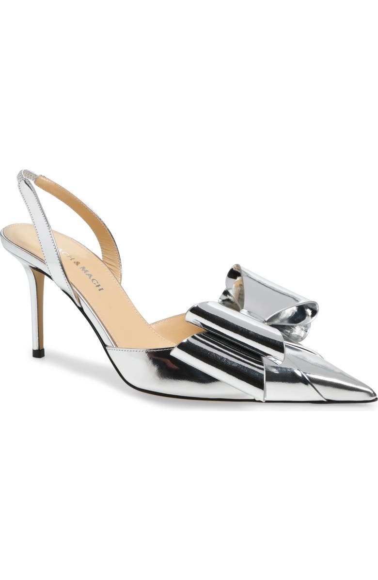Mach & Mach Le Cadeau Bow Pointed Toe Metallic Slingback Pump, Main, color,