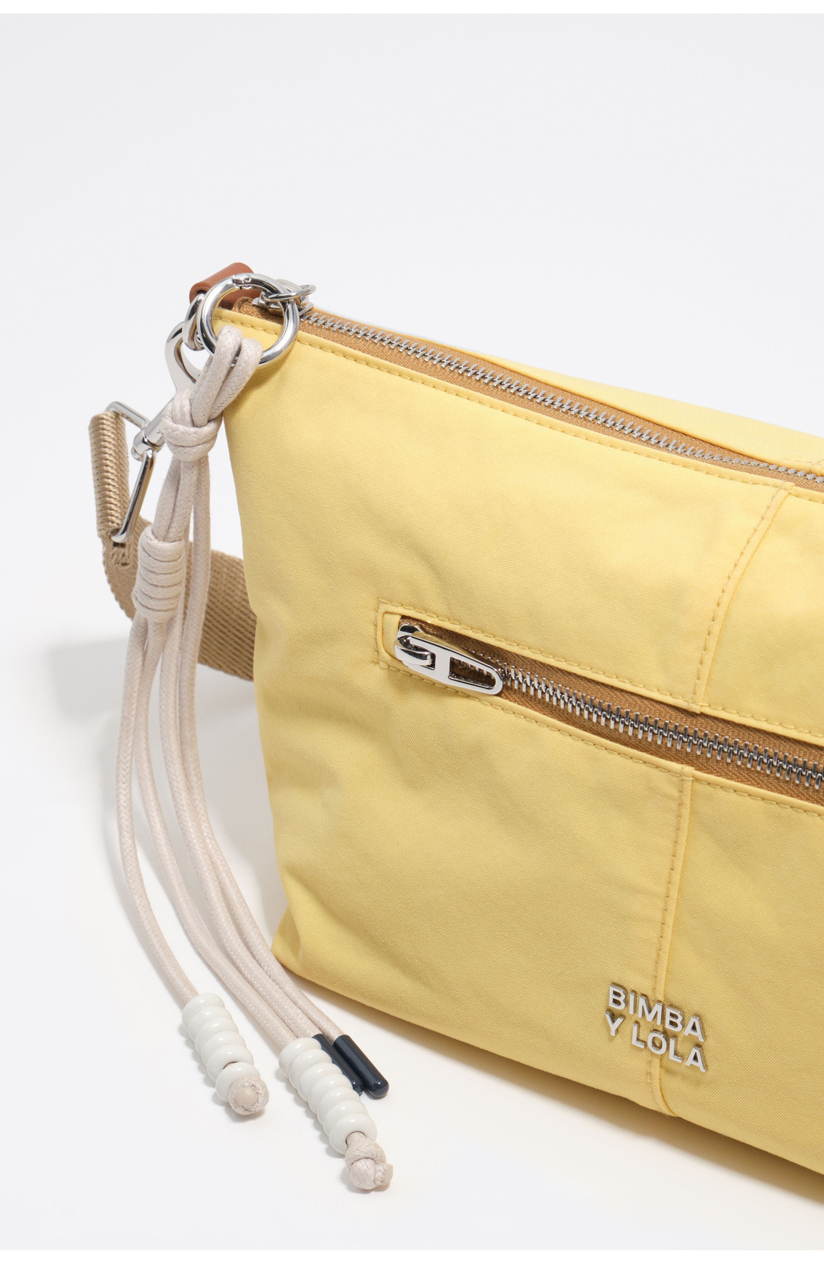 Bimba y Lola Small Banana Nylon Trapecio Bag, Alternate, color, Banana
