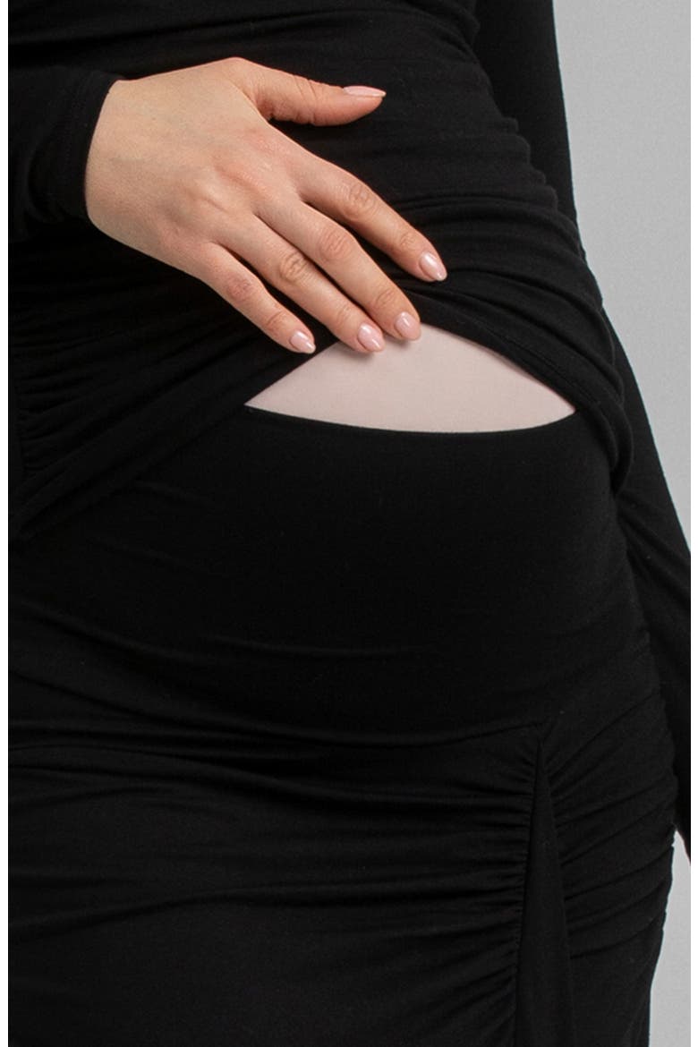 Ruched Maternity Maxi Skirt, Alternate, color, BLACK