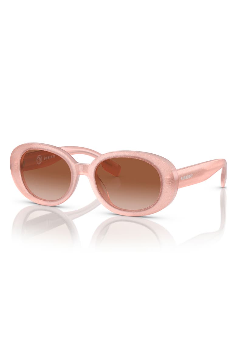 Burberry Kids' 48mm Oval Sunglasses, Alternate, color, Glitter Opal Pink / Brown