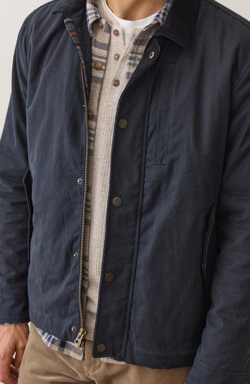 Marine Layer Weston Waxed Canvas Barn Jacket In Blue