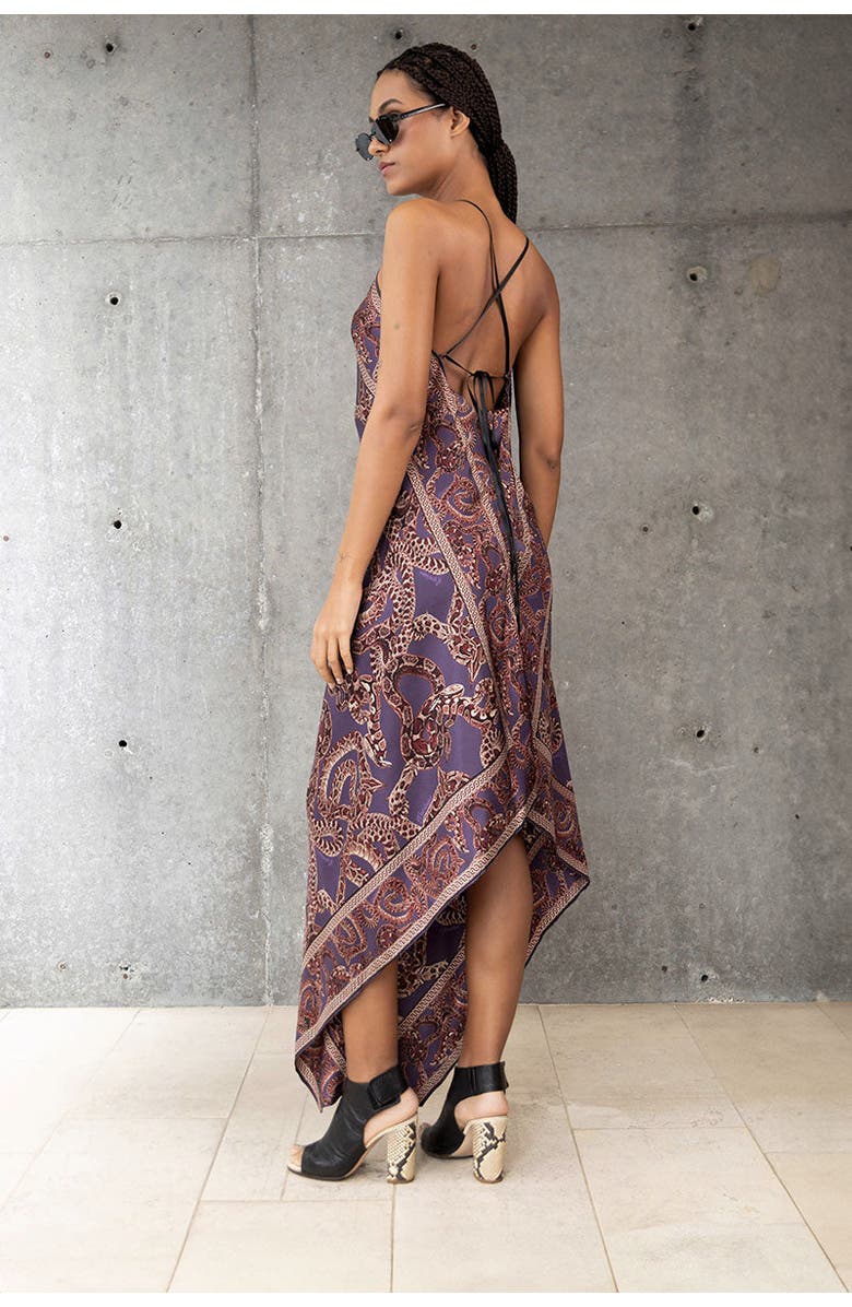 Monzlapur Silk Snake Scarf Maxi Dress, Alternate, color, Vino X Purple