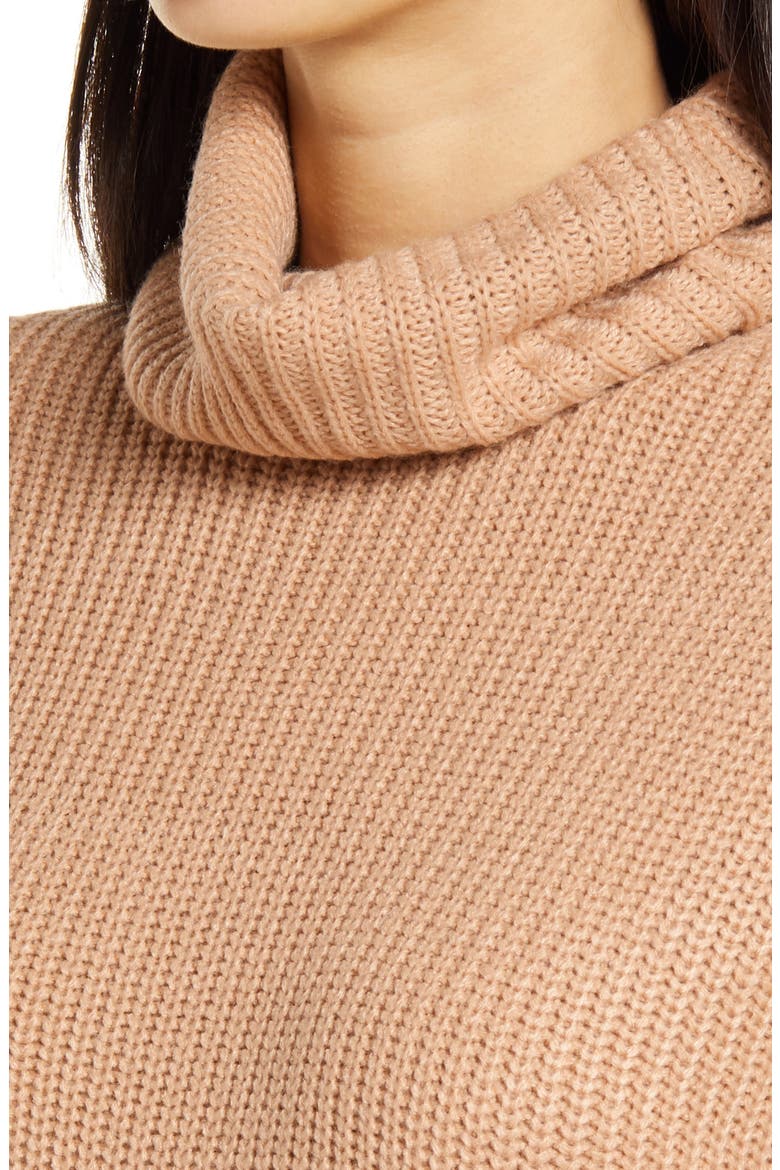 Long Sleeve Turtleneck Sweater Dress, Alternate, color, CAMEL
