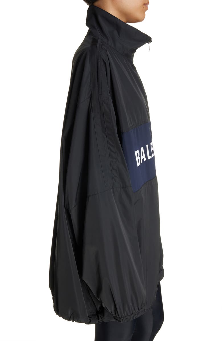 Balenciaga Logo Zip-Up Oversize Jacket, Alternate, color, 