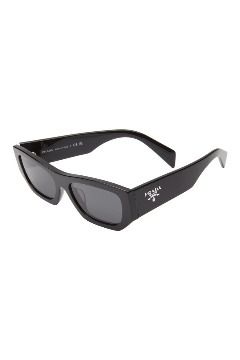 55mm Rectangular Sunglasses, Alternate, color, BLACK