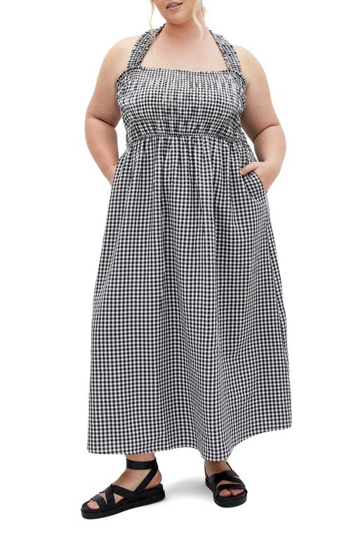 Shop City Chic Cute Gingham Maxi Sundress In Black Gingham