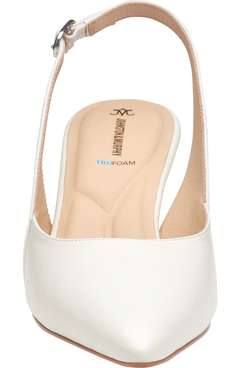 Johnston & Murphy Lindsey Slingback Pointed Toe Kitten Heel Pump, Alternate, color, White Glove Leather