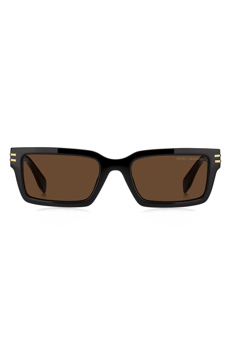 Marc Jacobs 54mm Rectangular Sunglasses, Main, color, Black/ Brown