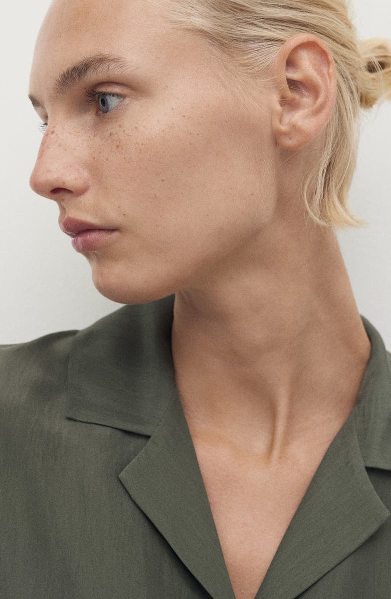 MANGO Silk Pajama Shirt, Alternate, color, Forest Green