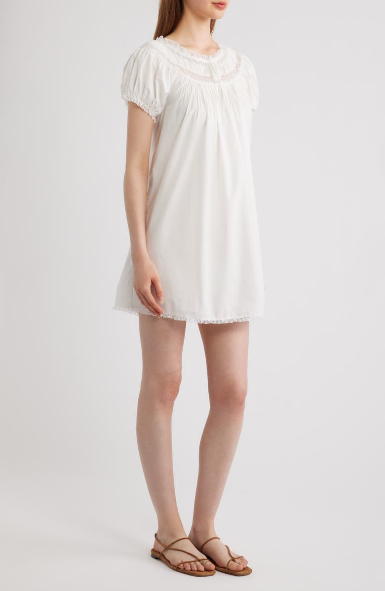 DÔEN Daphne Lace Detail Organic Cotton Minidress, Alternate, color, Salt